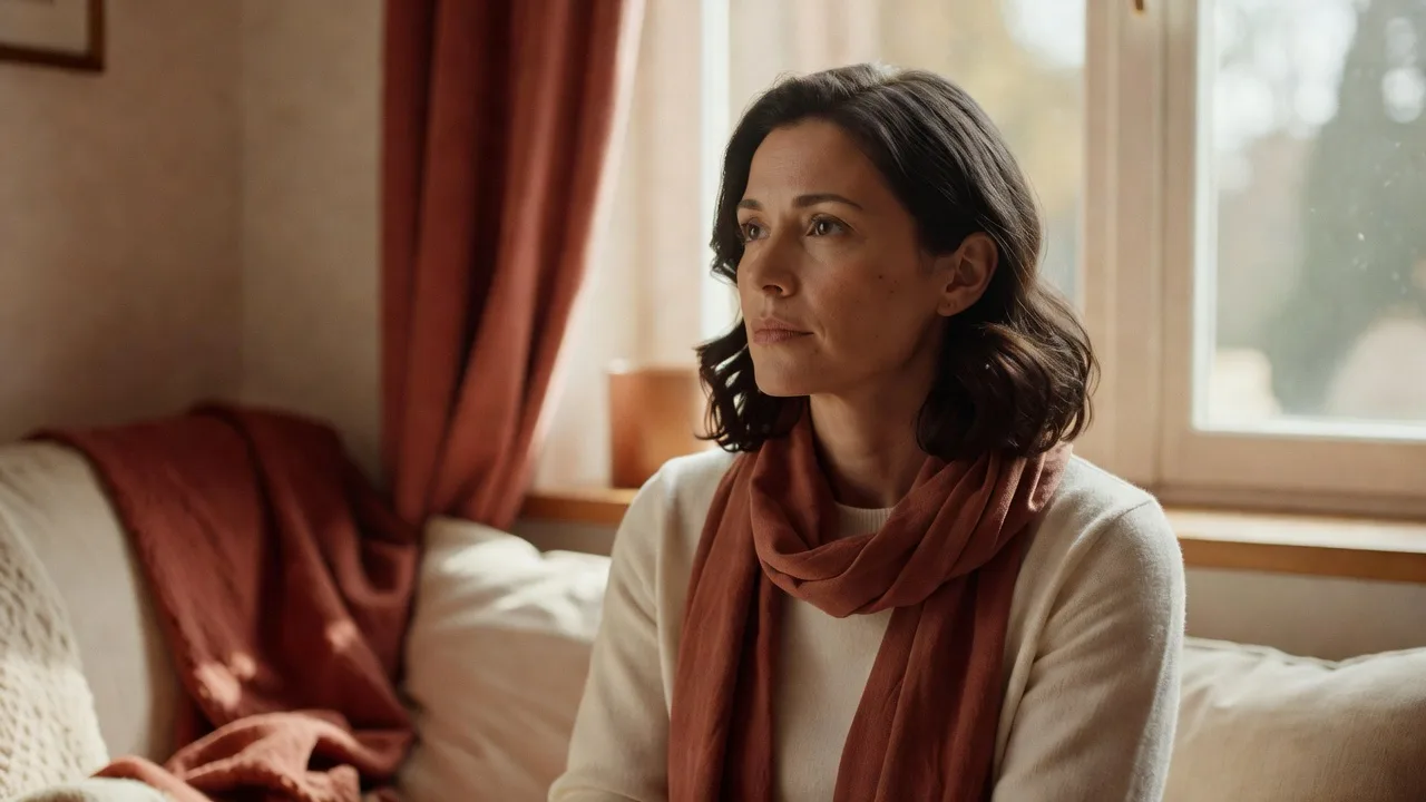 Personne pensive regardant au loin, lumière naturelle douce